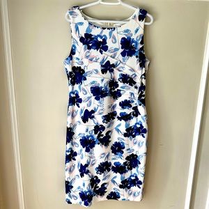 Adrienne Vittadini White and Blue Floral Dress